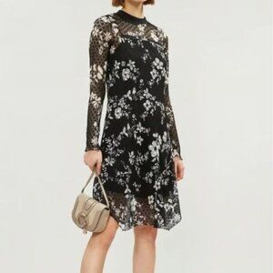 $425 NWT See By Chloé Floral Print Lace Dress Black/White. Size M